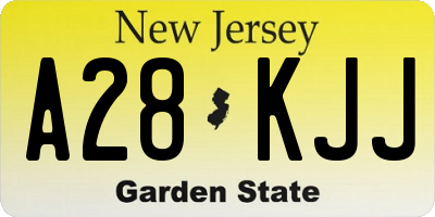NJ license plate A28KJJ