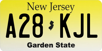 NJ license plate A28KJL