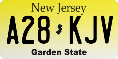 NJ license plate A28KJV