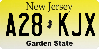 NJ license plate A28KJX