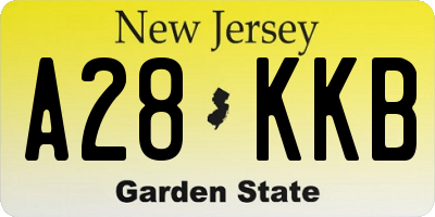 NJ license plate A28KKB