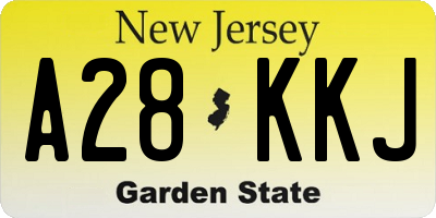 NJ license plate A28KKJ