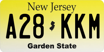 NJ license plate A28KKM