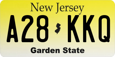 NJ license plate A28KKQ