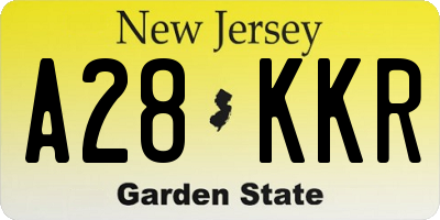 NJ license plate A28KKR