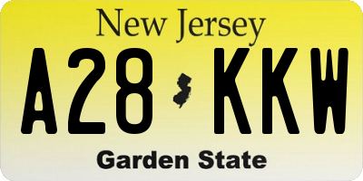 NJ license plate A28KKW