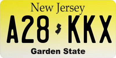 NJ license plate A28KKX