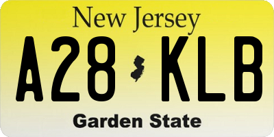 NJ license plate A28KLB