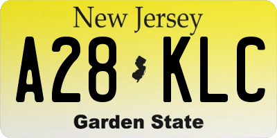 NJ license plate A28KLC