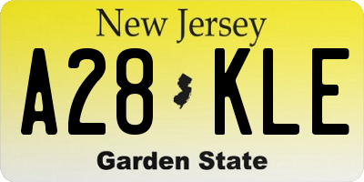 NJ license plate A28KLE