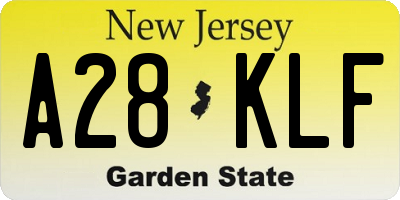 NJ license plate A28KLF