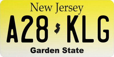 NJ license plate A28KLG
