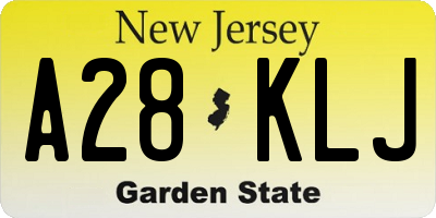 NJ license plate A28KLJ