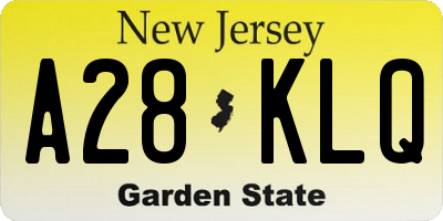 NJ license plate A28KLQ
