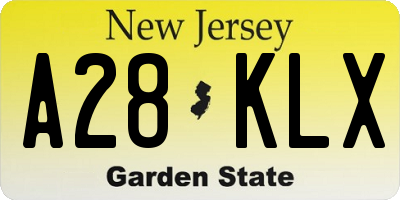 NJ license plate A28KLX