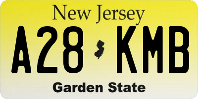NJ license plate A28KMB