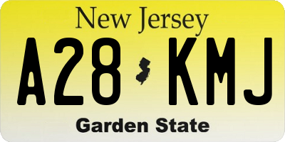 NJ license plate A28KMJ