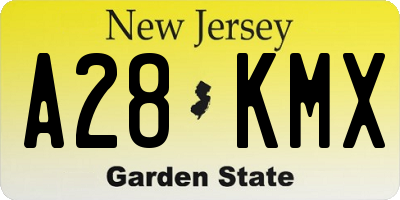 NJ license plate A28KMX