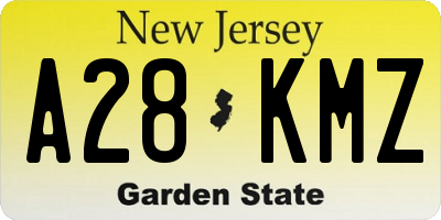 NJ license plate A28KMZ