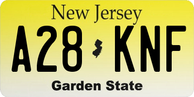 NJ license plate A28KNF