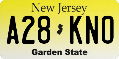 NJ license plate A28KNO