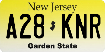 NJ license plate A28KNR