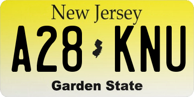 NJ license plate A28KNU