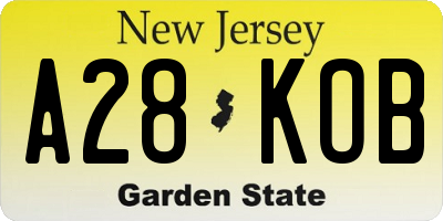 NJ license plate A28KOB