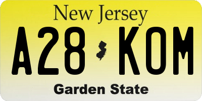 NJ license plate A28KOM