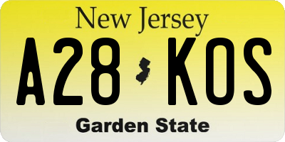 NJ license plate A28KOS