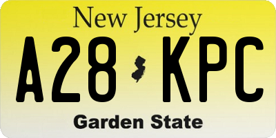 NJ license plate A28KPC