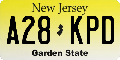NJ license plate A28KPD