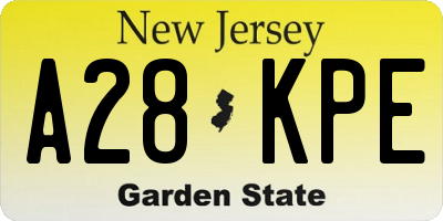 NJ license plate A28KPE
