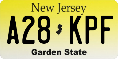 NJ license plate A28KPF