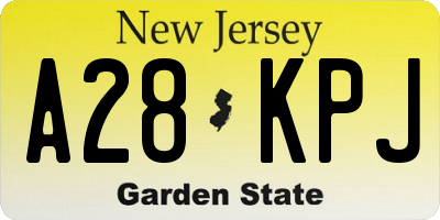 NJ license plate A28KPJ