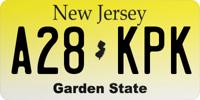 NJ license plate A28KPK