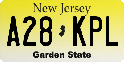 NJ license plate A28KPL