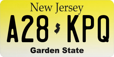 NJ license plate A28KPQ