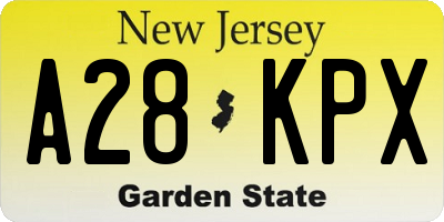 NJ license plate A28KPX