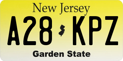 NJ license plate A28KPZ