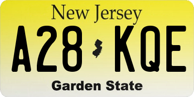NJ license plate A28KQE