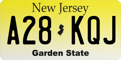 NJ license plate A28KQJ