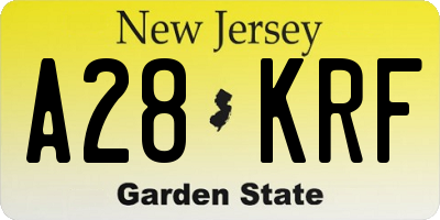 NJ license plate A28KRF