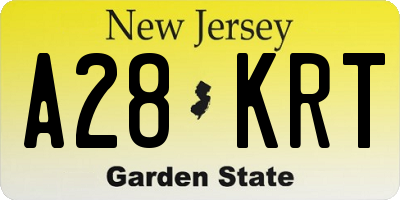 NJ license plate A28KRT