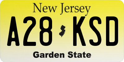 NJ license plate A28KSD