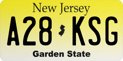 NJ license plate A28KSG