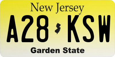 NJ license plate A28KSW