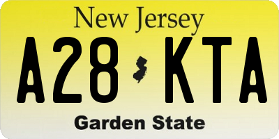 NJ license plate A28KTA