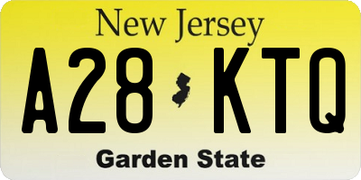NJ license plate A28KTQ