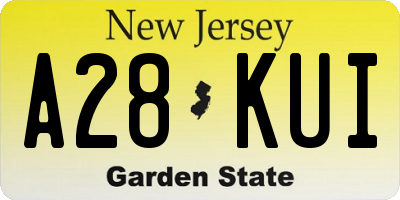 NJ license plate A28KUI
